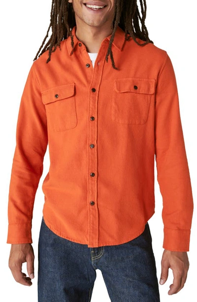 Lucky Brand Cloud Flannel Workwear Button-up Shirt In Orange