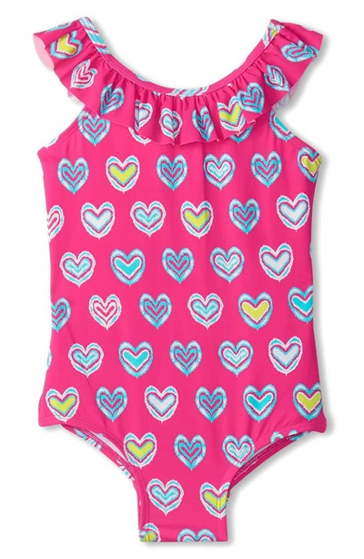 Hatley Kids' Ruffle Heart One-piece Swimsuit In Pink