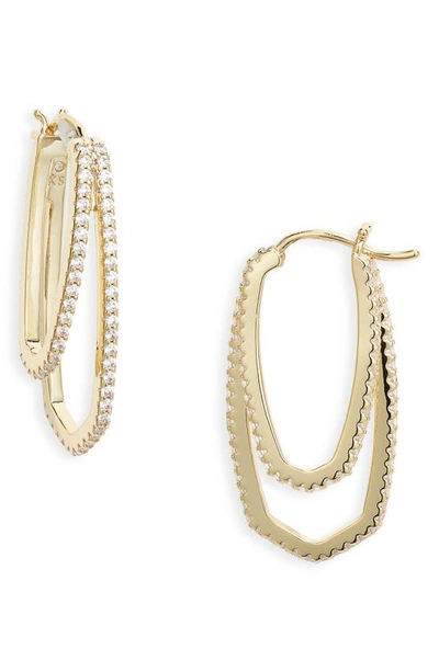 Kendra Scott Murphy Crystal Double Hoop Earrings In Gold