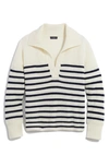 Vineyard Vines Stripe Cashmere Polo Sweater In Marshmallow
