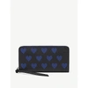 Loewe Hearts Zip Around Leather Wallet In Black/royal Blue