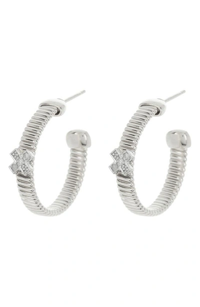 Meshmerise Diamond Hoop Earrings In White