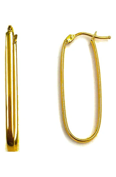 Candela Jewelry 14k Yellow Gold Oval Hoop Earrings