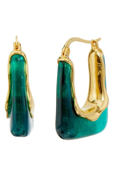 Savvy Cie Jewels Resin Hoop Earrings In Green