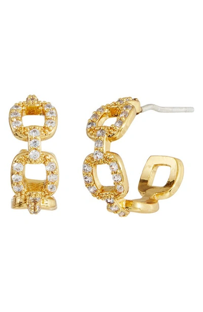 Savvy Cie Jewels Pavé Cz Chain Hoop Earrings In Yellow