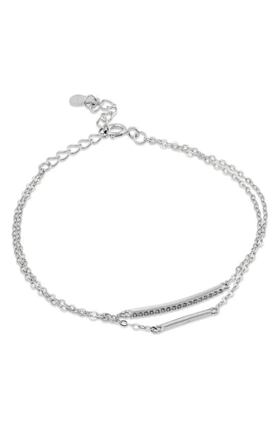 Savvy Cie Jewels Cz Double Bar Chain Bracelet In Metallic