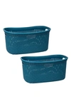 Mind Reader 2 Piece Laundry Basket Set In Blue