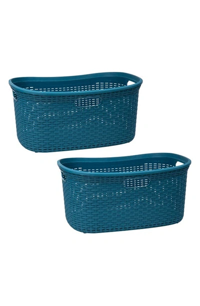 Mind Reader 2 Piece Laundry Basket Set In Blue