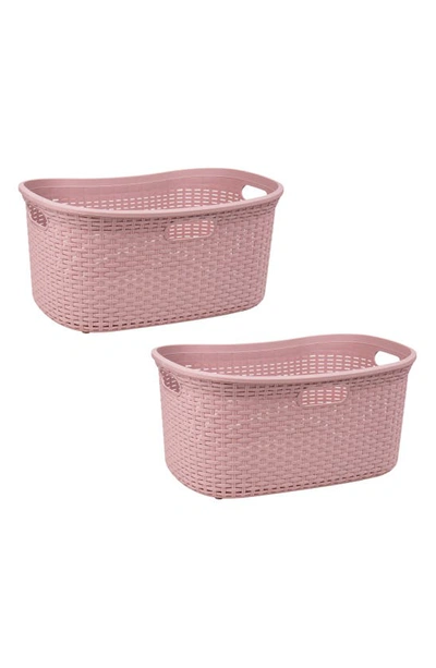 Mind Reader 2 Piece Laundry Basket Set In Pink