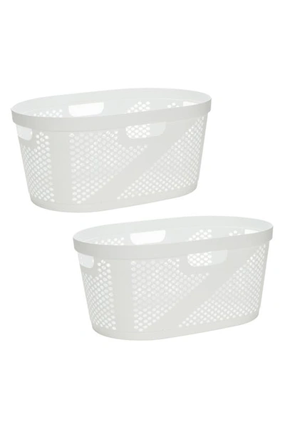 Mind Reader 2 Piece Laundry Basket Set In White