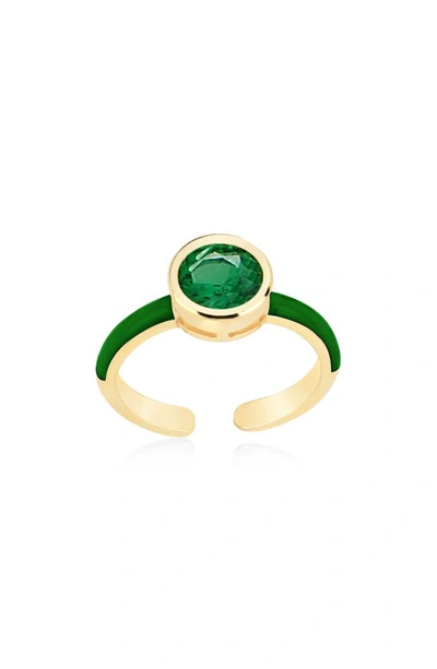 Gabi Rielle 14k Gold Plated Sterling Silver Gemstone Ring In Gold/green