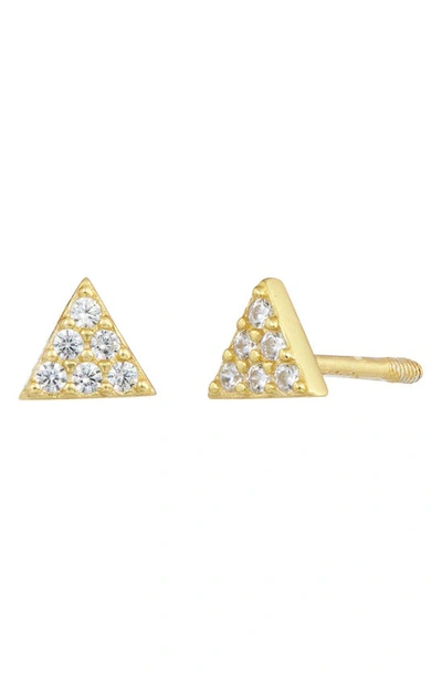 Savvy Cie Jewels Cz Triangle Stud Earrings In Gold