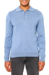 Vellapais Torreno Long Sleeve Polo In Light Blue