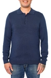 Vellapais Torreno Long Sleeve Polo In Navy Blue