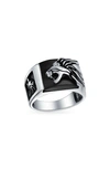 Bling Jewelry Stone Large Roaring Lion Ring In Black