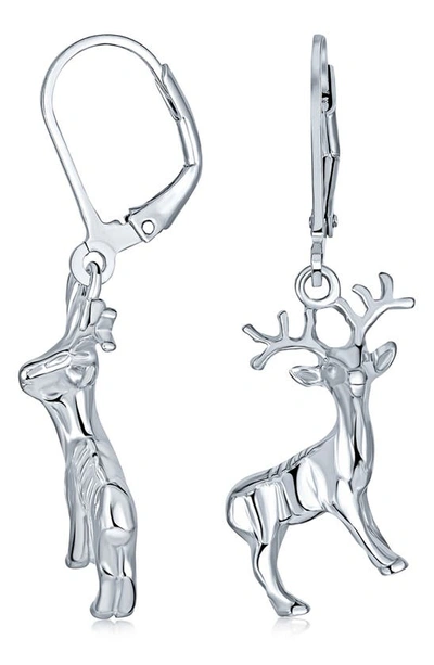 Bling Jewelry Reindeer Drop Earrings In Silver