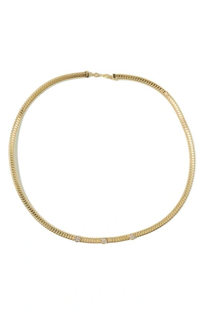Meshmerise Textured Diamond Necklace In Gold