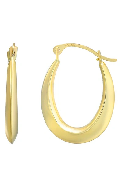Candela Jewelry 10k Yellow Gold Tapered Oval Hoop Earrings