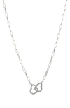 Meshmerise Interlocking Hearts Paperclip Necklace In White