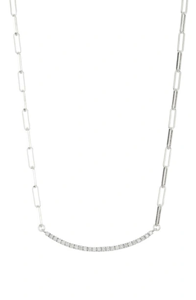 Meshmerise Diamond Paperclip Link Necklace In White Gold