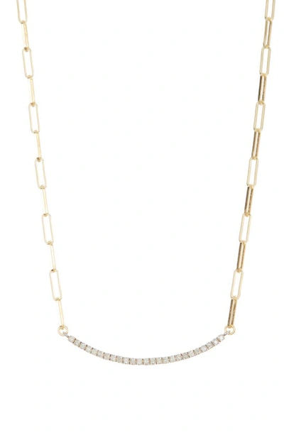 Meshmerise Diamond Paperclip Link Necklace In Yellow Gold