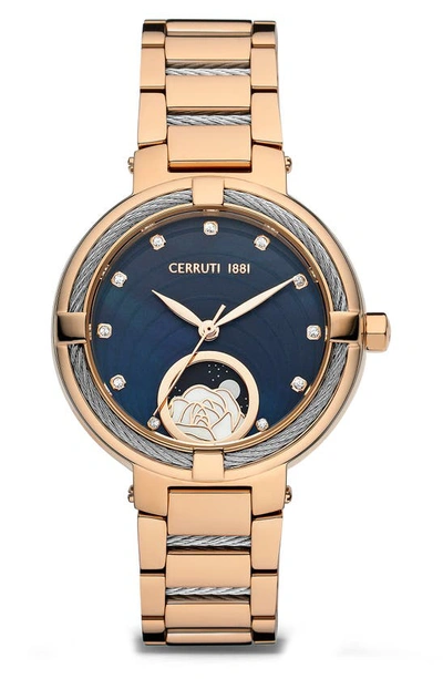 Cerruti 1881 Gardena Swarovski Crystal Embellished Bracelet Watch, 34mm In Two-tone Silver/ Rose Gold