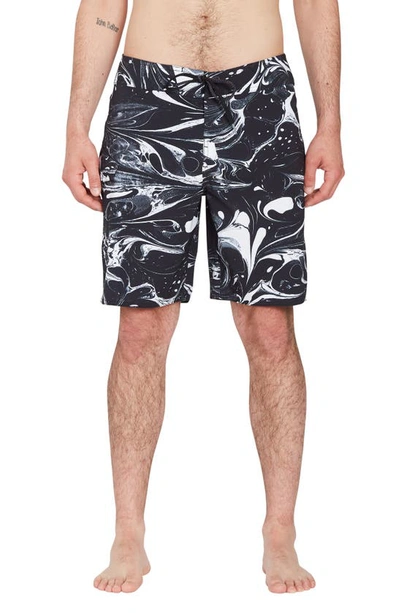 Volcom Marble Mod-tech Swim Trunks In Black