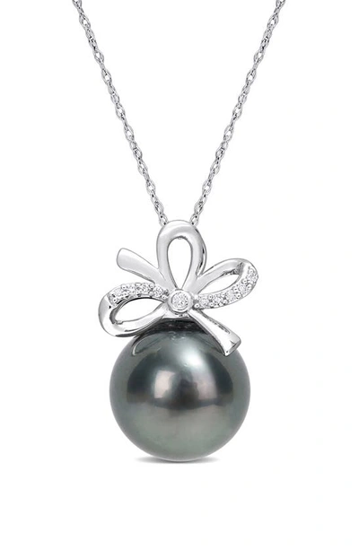 Delmar Cultured Tahitian Pearl & Diamond Pendant Necklace In Metallic