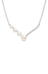 Delmar 14k White Gold & Sterling Silver 7–7.5mm Cultured Freshwater Pearl & Lab Created White Sapphire Neck In White/ Silver