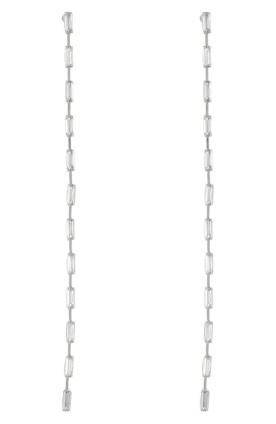 Tasha Baguette Cubic Zirconia Linear Drop Earrings In Silver