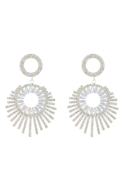 Tasha Crystal Burst Drop Earrings In Silver