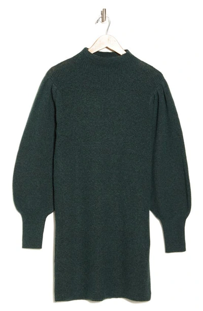 Blu Pepper Mock Neck Sweater Dress In Hunter Green