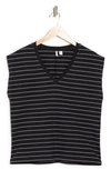 Nordstrom V-neck Cotton T-shirt In Black- White Lauren Stripe