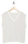 Nordstrom V-neck Cotton T-shirt In Ivory C- Black Lauren Stripe