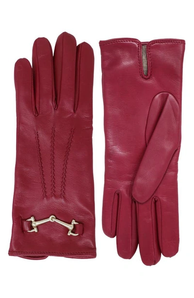 Nicoletta Rosi Horsebit Cashmere Lined Leather Gloves In Fuxia