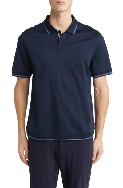 Ted Baker Erwen Regular Fit Textured Tipped Polo In Navy