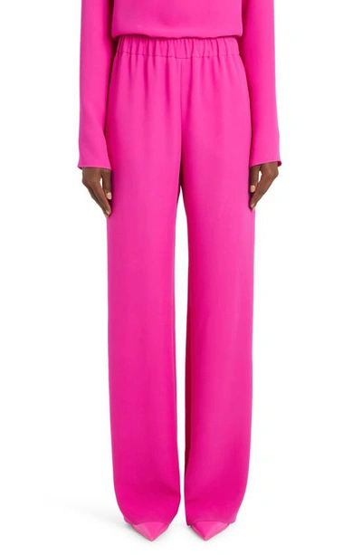 Valentino Wide Leg Silk Trousers In Pink Pp