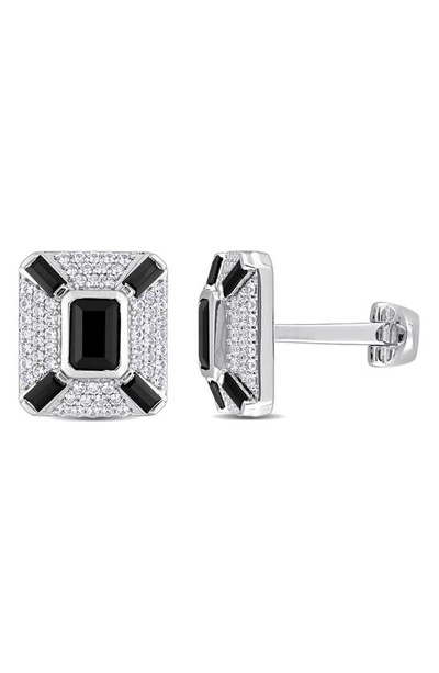 Delmar Sterling Silver Jewel Embellished Cufflinks In Black