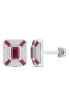 Delmar Sterling Silver Jewel Embellished Cufflinks In Red