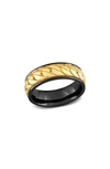 Delmar Sterling Silver Chain Link Ring In Yellow/black