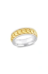 Delmar Sterling Silver Chain Link Ring In Yellow/silver