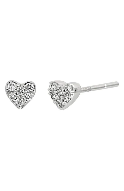 Bony Levy Petite Diamond Heart Stud Earrings In 18k White Gold