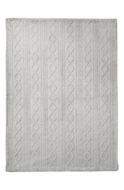 Ymf Cable Knit Faux Fur Throw In Gray