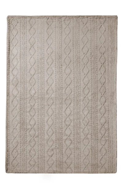 Ymf Cable Knit Faux Fur Throw In Beige