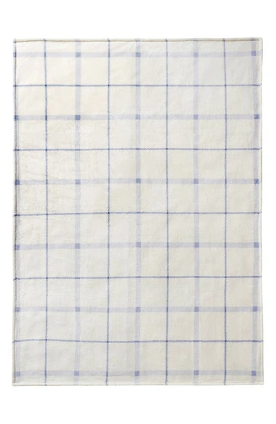 Ymf Cozy Plush Throw Blanket In Light Blue Check