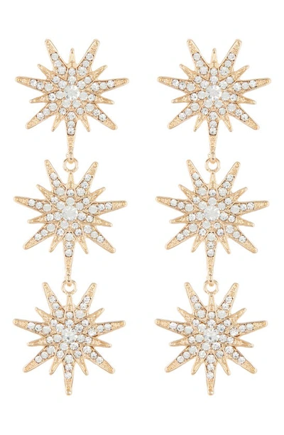 Tasha Pavé Crystal Triple Star Drop Earrings In Gold