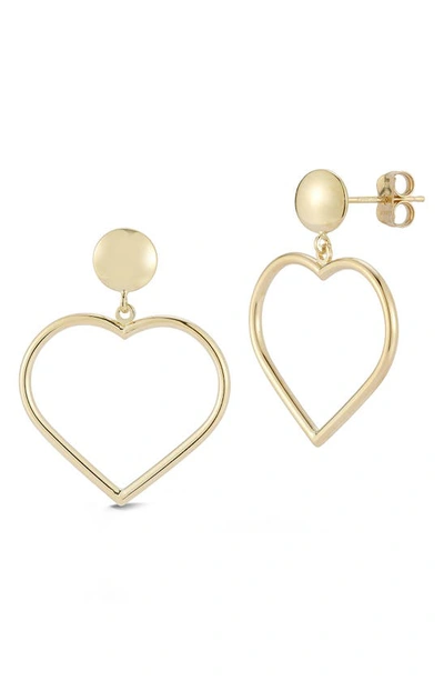 Ember Fine Jewelry 14k Yellow Gold Open Heart Drop Earrings