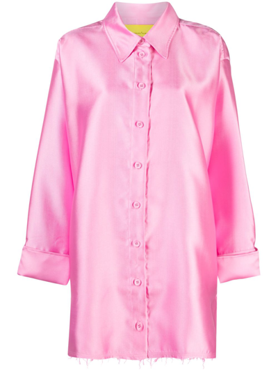 Marques' Almeida Pink Long-sleeve Frayed-edge Shirt In Mikado Pink