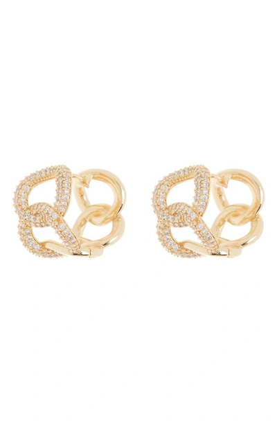 Tasha Cubic Zirconia Chain Link Hoop Earrings In Gold