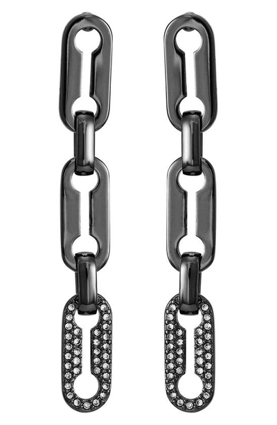 Vince Camuto Crystal Chain Link Linear Drop Earrings In Hematite